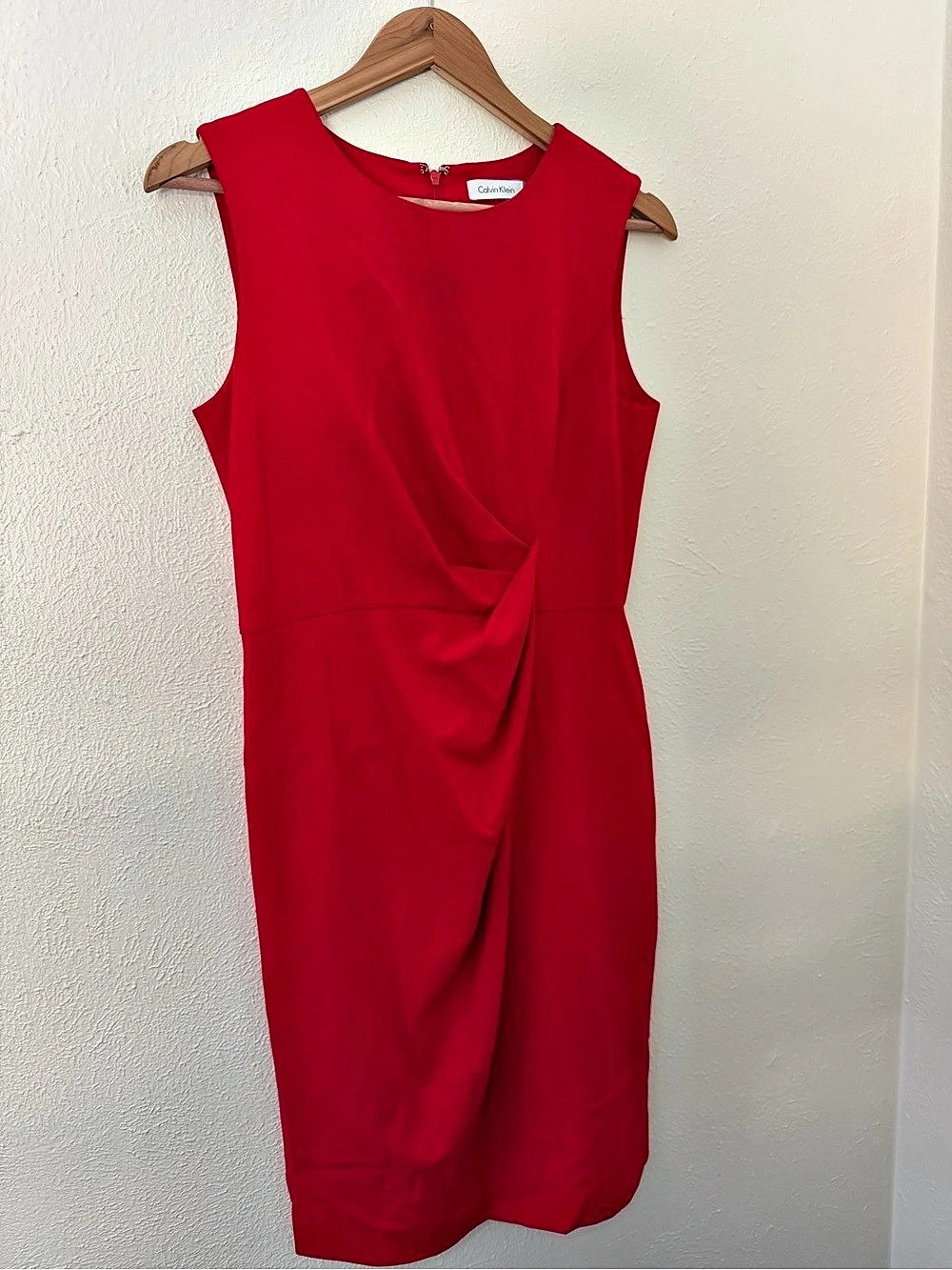 Calvin Klein Red Draped Midi Dress Like New